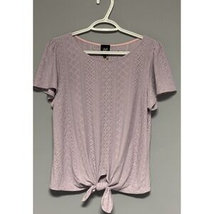W5 Anthropologie Women's  Lavender Eyelet Lace Short Sleeve Tie Front Top Medium